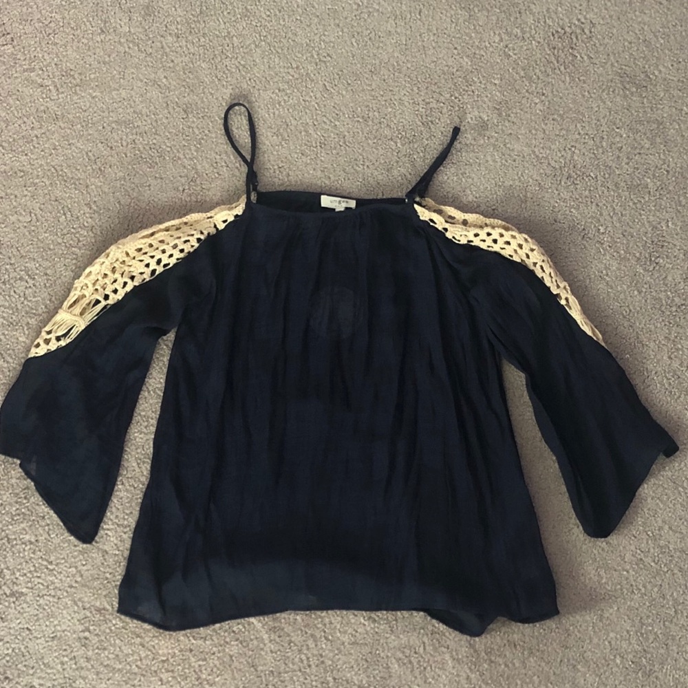 NWT Navy Blue Crochet Top